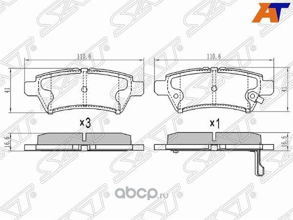 Колодки тормозные RR NISSAN PATHFINDER 51   04- (SAT). Артикул ST44060EA091