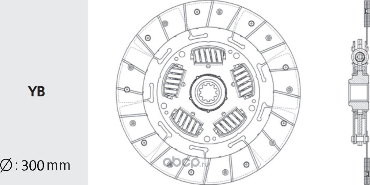 Диск сцепления HYUNDAI HD65,72,78,County дв.D4DB/DD/GA (300мм) ведомый VALEO PHC. Артикул HD133
