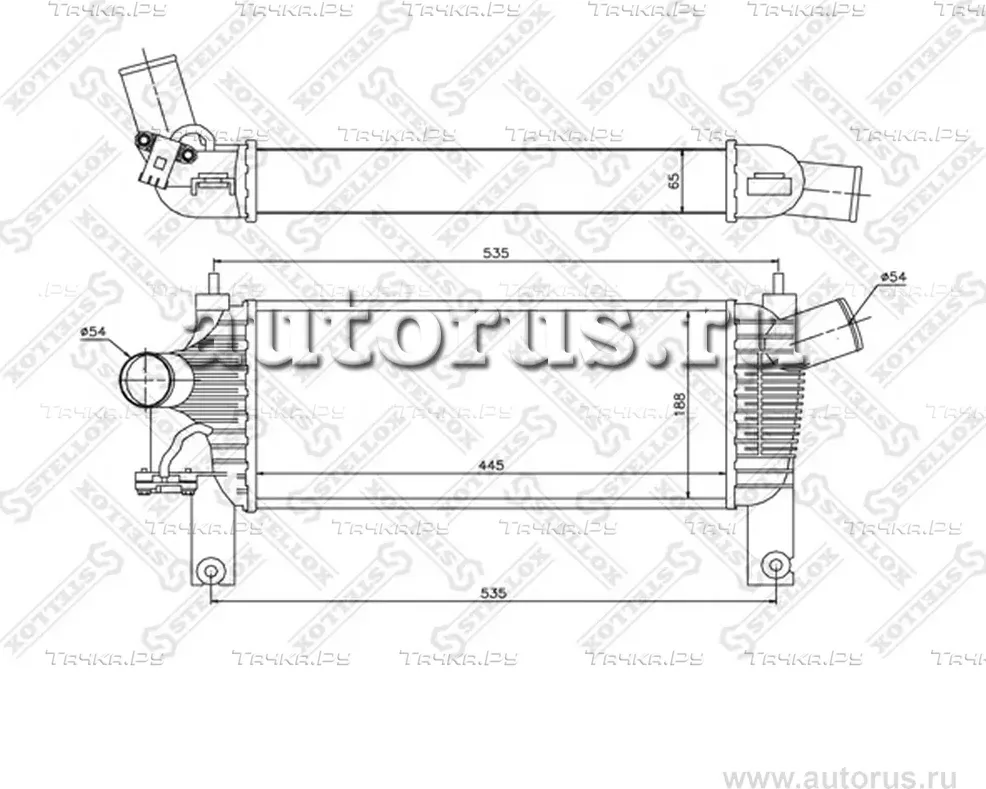 Интеркулер Stellox (алюминий) для Nissan Navara D40 2005-2015. Артикул 10-40233-SX