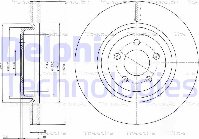 Тормозной диск Delphi передний для Lancia Thema II 2011-2014. Артикул BG9050