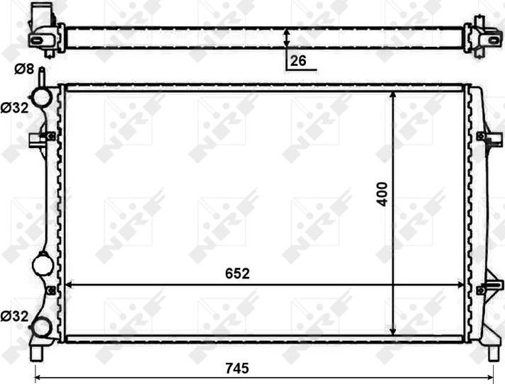 Радиатор охлаждения двигателя NRF (алюминий). Артикул 59057
