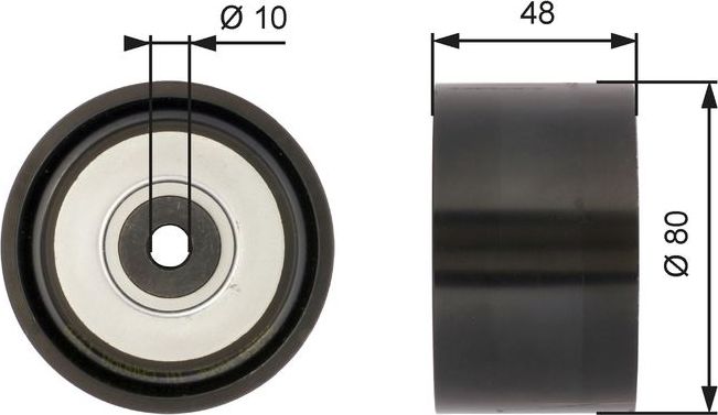 Направляющий (ведущий) ролик приводного поликлинового ремня Gates (Металл). Артикул T36259