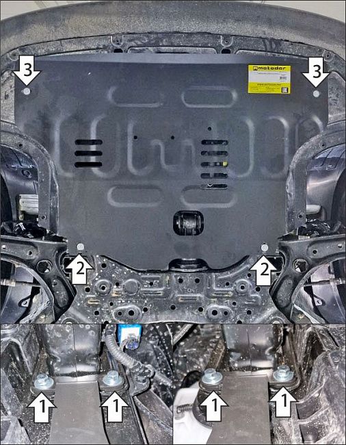 Защита Мотодор для картера и КПП Kia K3 (China) 2022-2026. Артикул 71007