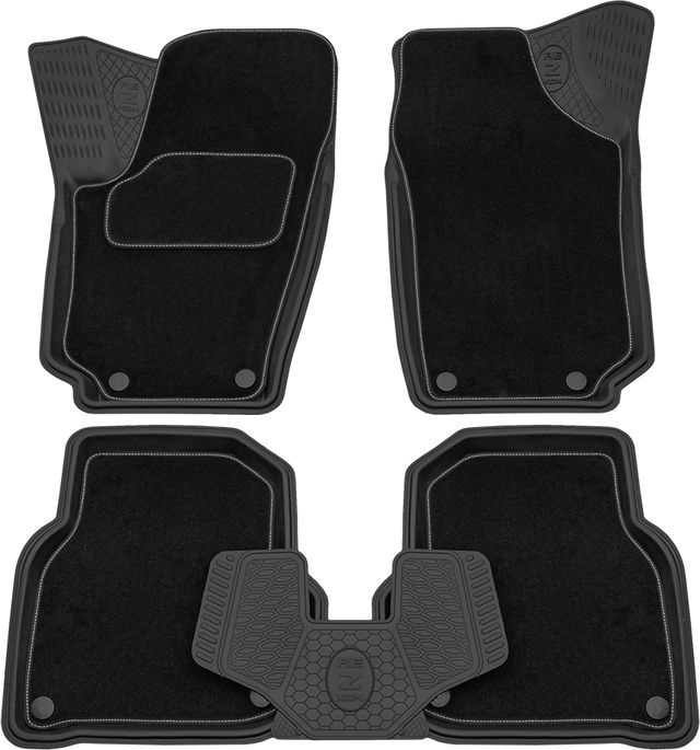 Коврики Rezkon Transformer (резиновые с ворсовыми ковриками-вкладышами) для салона Volkswagen Polo V седан 2009-2026. Артикул 3035020100