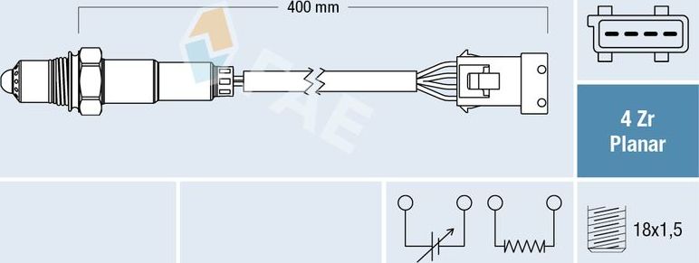 Лямбда-зонд (кислородный датчик) FAE. Артикул 77640