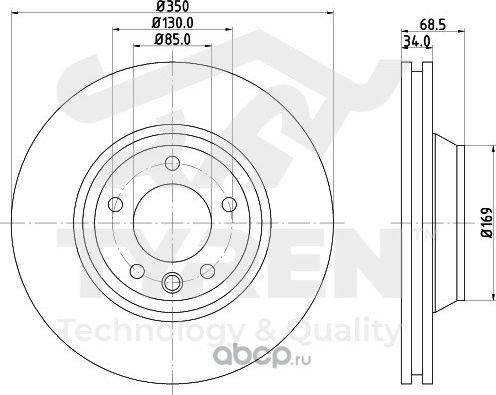 Тормозной диск (Tyren). Артикул TYR1023001