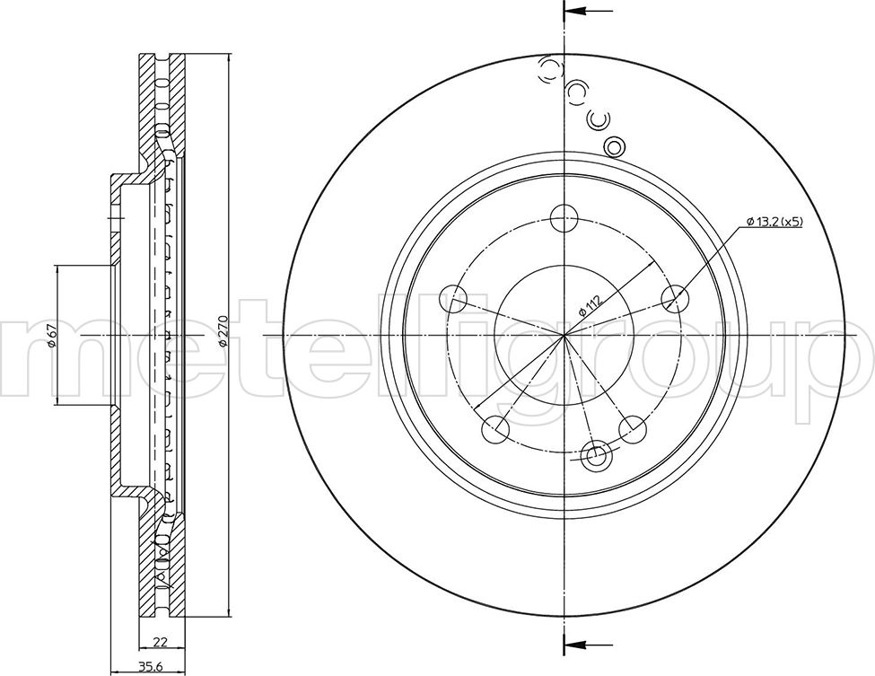 Тормозной диск Metelli. Артикул 23-0598C