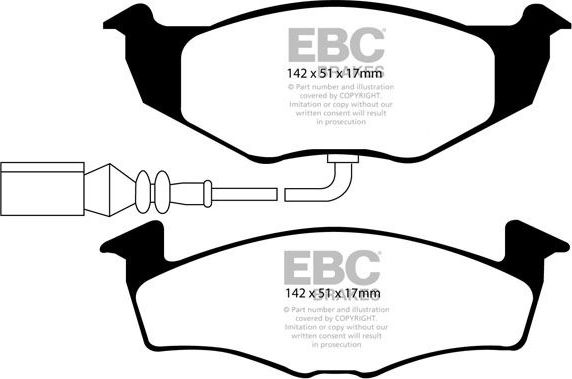 Тормозные колодки EBC Brakes передние для Skoda Fabia I 1999-2008. Артикул DP21498