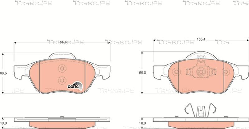 Тормозные колодки TRW COTEC передние для Renault Grand Scenic II 2005-2008. Артикул GDB1687