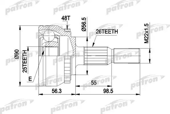 Шрус наружный (граната) Patron для Volvo S70 1996-2000. Артикул PCV1133