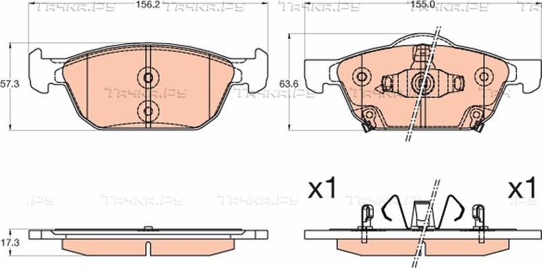 Тормозные колодки TRW передние для Honda Civic IX 2012-2016. Артикул GDB3600