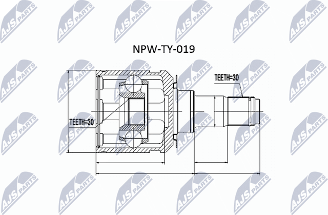 Шрус внутренний (граната) NTY. Артикул NPW-TY-019