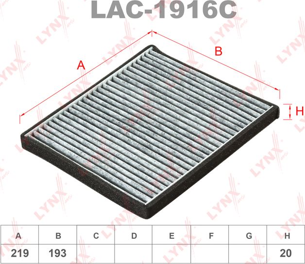 Салонный фильтр LYNXauto. Артикул LAC-1916C