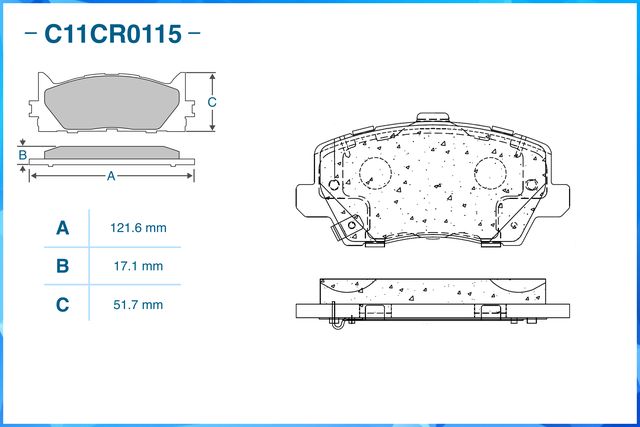 Колодки тормозные передние (Low Metallic) (Cworks). Артикул C11CR0115