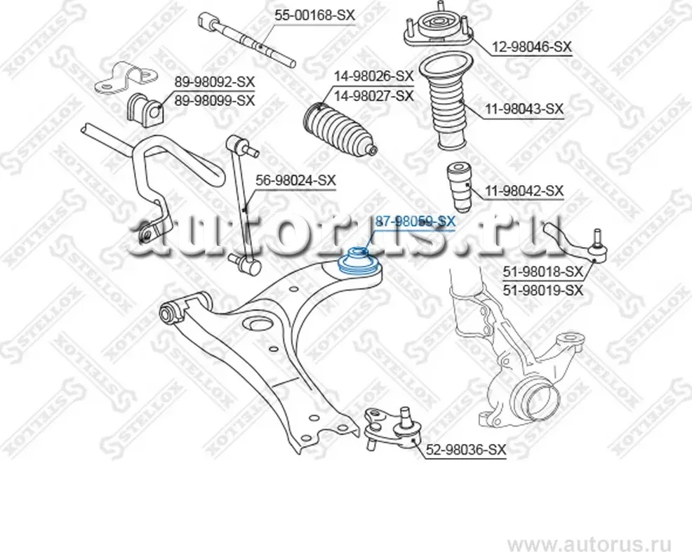 87-98059-SX_сайлентблок рычага зад.!/ Toyota Avensis AT25# 03 (Stellox) Stellox. Артикул 8798059SX
