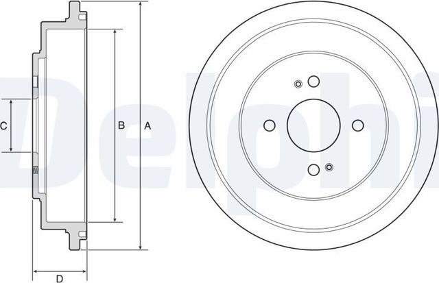 Тормозной барабан Delphi задний для Honda Civic VII 2001-2005. Артикул BF614