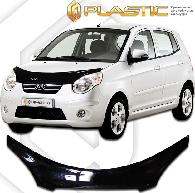 Дефлектор СА Пластик для капота (Classic черный) Kia Picanto 2007-2011. Артикул 2010010106034