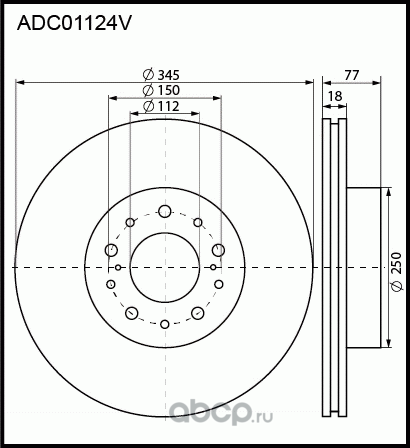 Диск тормозной TOYOTA Land Cruiser 200 LEXUS LX450D,LX570 задний (1шт.) ALLIED N (Allied Nippon). Артикул ADC01124V