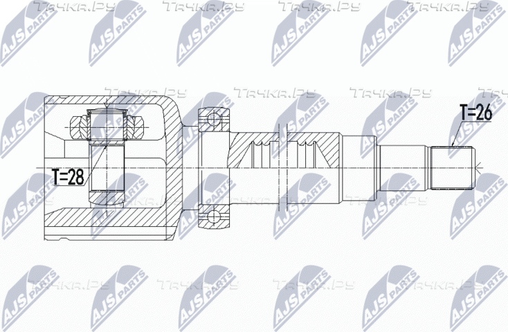 Шрус внутренний (граната) NTY передний правый для Volvo V50 I 2010-2012. Артикул NPW-VV-108