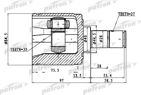 Шрус внутренний (граната) Patron передний правый для Honda Civic VI 1995-2001. Артикул PCV1027