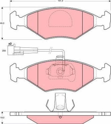 Тормозные колодки TRW передние для Fiat Albea 1998-2009. Артикул GDB1393