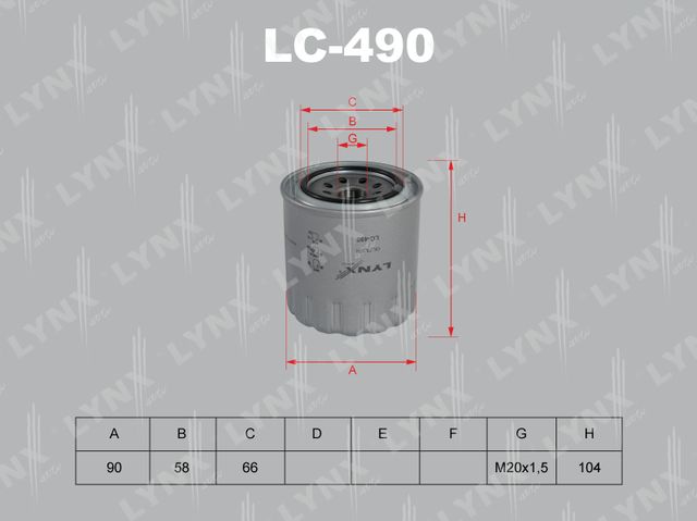 Масляный фильтр LYNXauto. Артикул LC-490