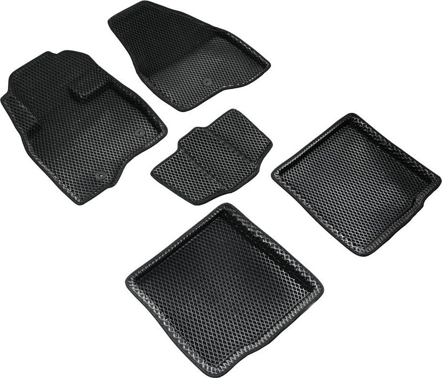 Коврики Seintex 3D EVA ромб для салона Ford Explorer V рестайлинг (V-3,5) 2015-2019 ЧЕРНЫЕ. Артикул 317176