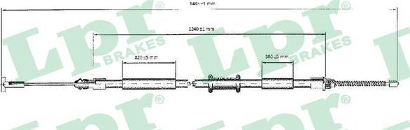 Трос ручника (тросик ручного тормоза) LPR задний правый для Fiat Palio I 1996-2012. Артикул C0600B