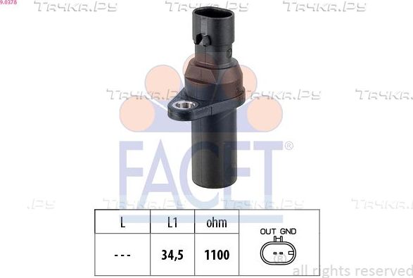 Датчик положения коленвала Facet Made in Italy - OE Equivalent для Fiat Palio I 1997-2002. Артикул 9.0378