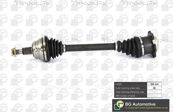 Полуось (привод в сборе, приводной вал) BGA передняя левая для Audi A3 I (8L) 1996-2003. Артикул DS9619L