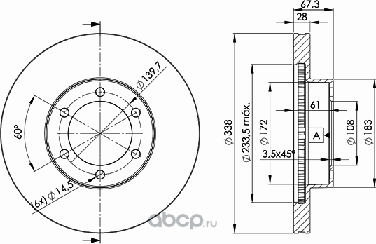Диск тормозной Land Cruiser (J12) (Icer). Артикул 78bd2918