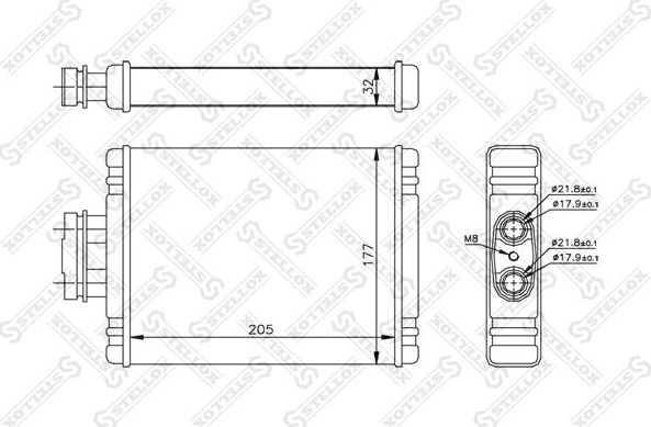 Радиатор отопителя (печки) Stellox для SEAT Ibiza IV 2008-2015. Артикул 10-35114-SX