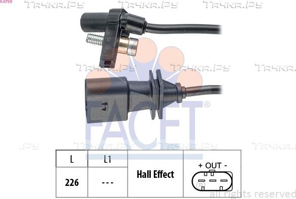 Датчик положения коленвала Facet Made in Italy - OE Equivalent для BMW X3 I (E83) 2004-2010. Артикул 9.0759