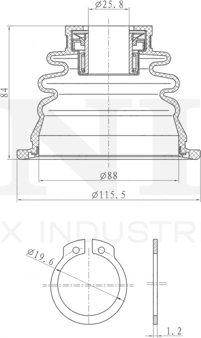 Пыльник ШРУС, комплект (Unio). Артикул DUC-30025K