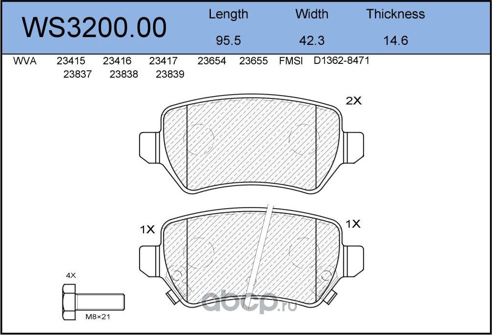 Колодки тормозные дисковые | зад | (Jeenice) Jeenice. Артикул WS3200.00