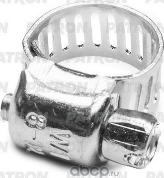 Хомут винтовой 8-12 мм American Type, ширина ленты 8 мм, W1 - оцинкованная сталь (Patron). Артикул PA008012