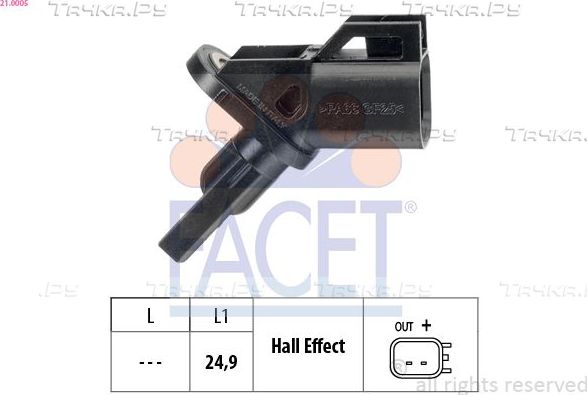 Датчик ABS Facet Made in Italy - OE Equivalent передний левый для Volvo S60 Cross Country 2015-2018. Артикул 21.0005