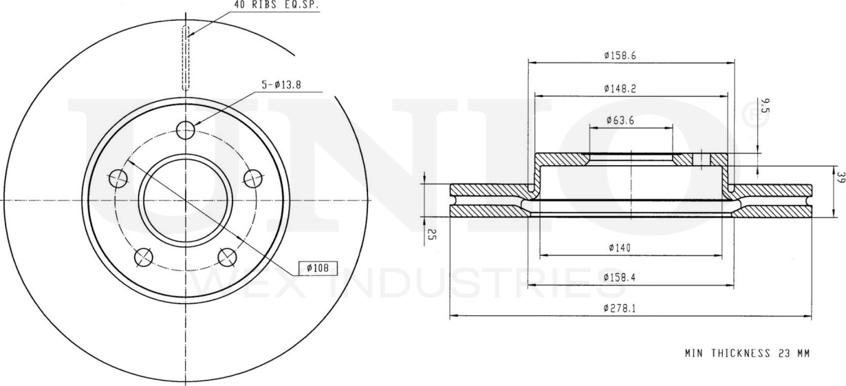 Диск тормозной (Unio). Артикул BRD-20005