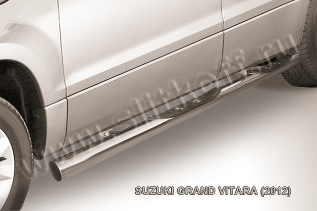 Пороги Slitkoff труба d76 с проступями для Suzuki Grand Vitara III 5-дв. 2012-2015. Артикул SGV12004
