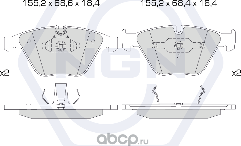 Колодки тормозные керамические, передние (NGN). Артикул 3501620