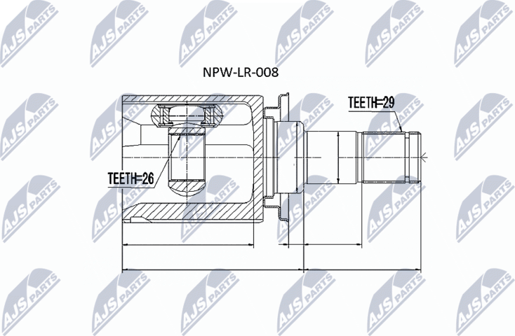 Шрус наружный (граната) NTY. Артикул NPW-LR-008