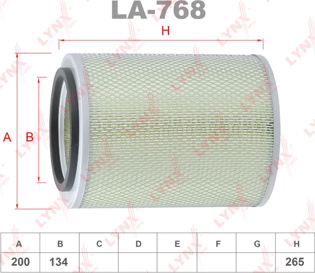 Воздушный фильтр LYNXauto. Артикул LA-768