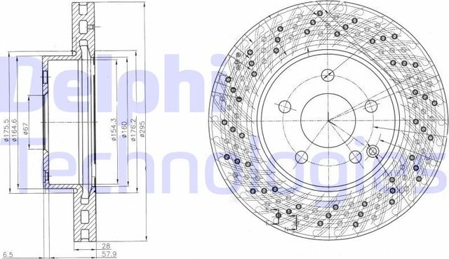 Тормозной диск Delphi передний для Mercedes-Benz C-Класс III (W204, C204) 2007-2015. Артикул BG4142C