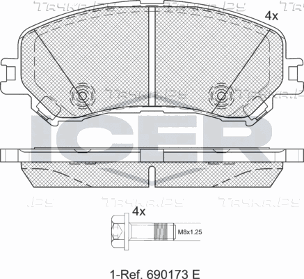 Тормозные колодки Icer передние для Renault Megane IV 2015-2026. Артикул 182259