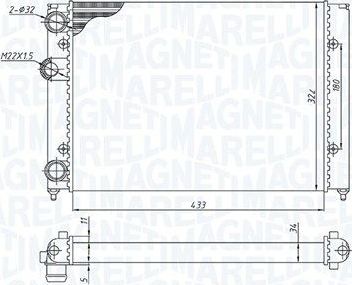 Радиатор охлаждения двигателя Magneti Marelli для Volkswagen Polo III 1999-2001. Артикул 350213187700