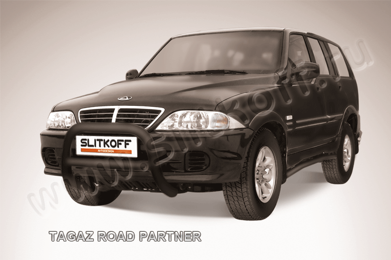 Кенгурятник Slitkoff d76 низкий ЧЕРНЫЙ матовый для ТагАЗ Road Partner 2008-2026. Артикул TARP002B