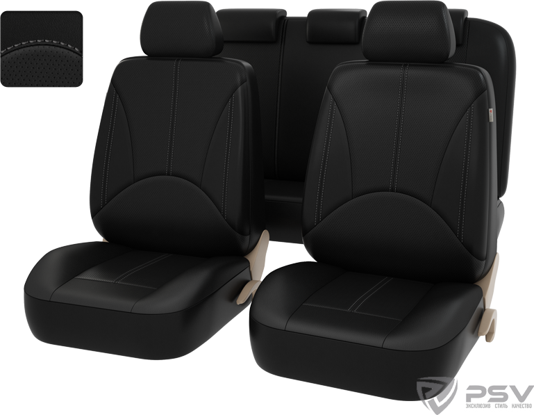 Чехлы универсальные PSV Imperial Next на сидения, цвет Черный/отстрочка серая. Артикул 124613