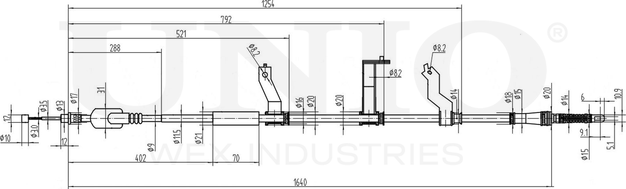 Трос ручного тормоза (Unio). Артикул CAB-60044