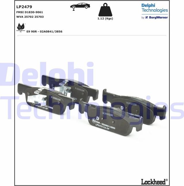 Тормозные колодки Delphi (Low-Metallic) передние для Renault Twingo III 2014-2026. Артикул LP2479