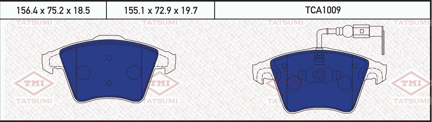Колодки тормозные VW MULTIVAN V/TRANSPORTER V 07- перед. (Tatsumi). Артикул TCA1009